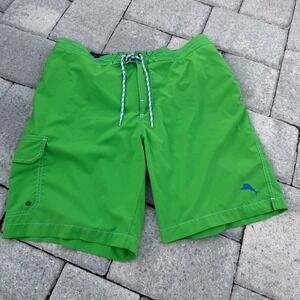 Tommy Bahama Mens XL Green Cargo Pocket Swim Trunks Mesh Liner